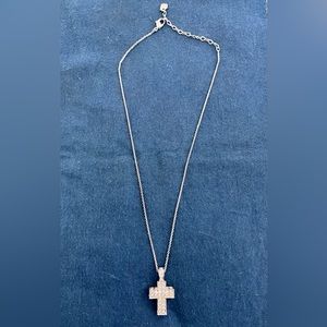 Swarovski sterling silver cross necklace, pave crystals